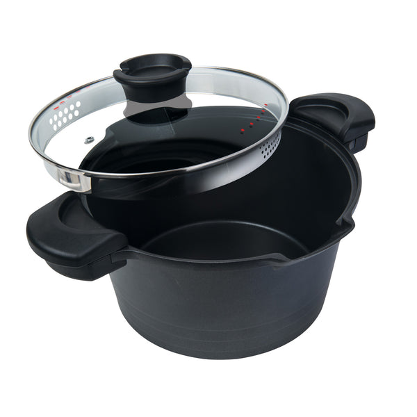 pasta pot with spout strainer lid induction –