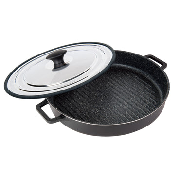 S·KITCHN Nonstick Grill Pan, Induction Stove Top Grill Plate, 13