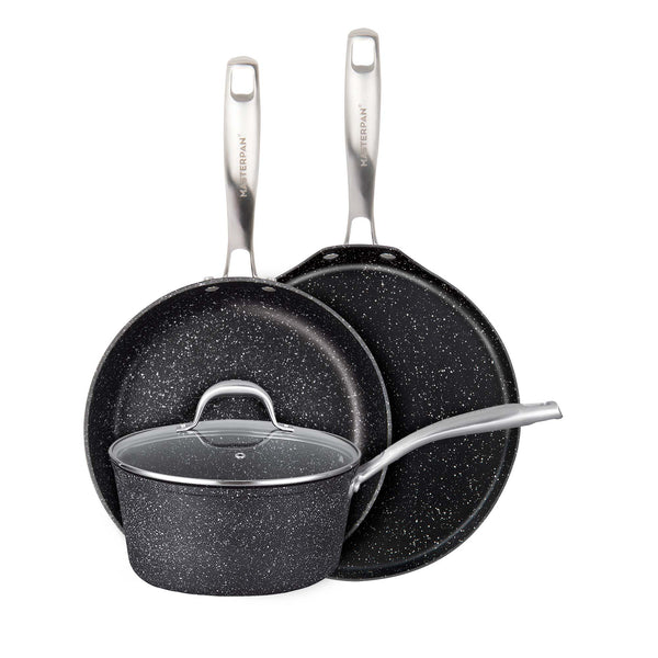 3 PACK BUNDLE - 11 CREPE PAN + 8 FRY PAN + 9.5 FRY PAN, WITH BAKELITE  HANDLE, CAST ALUMINUM WITH SUPERIOR CERAMIC PTFE FREE NON-STICK