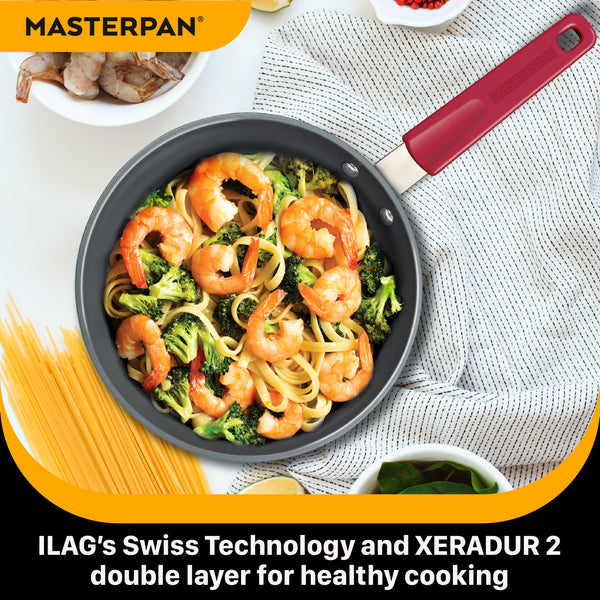 MasterPan MP-169 9.5 in. Healthy Ceramic Non-Stick Aluminium Cookware Fry Pan & Skillet with Stainless Steel Chefs Handle
