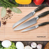 Knife Set on wooden cutting board and vegetables