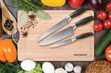 Knife Set on wooden cutting board and vegetables