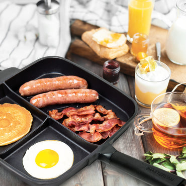 MASTERPAN Nonstick 3-Section Grill & Griddle Skillet, 11