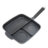 Products 3-SECTION NON-STICK CAST ALUMINUM GRILL & GRIDDLE SKILLET WITH BAKELITE HANDLE, 11"