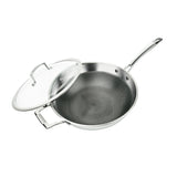 Products CHEFS WOK & GLASS LID, 3-PLY STAINLESS STEEL & ALUMINUM SCRATCH-RESISTANT, 12"