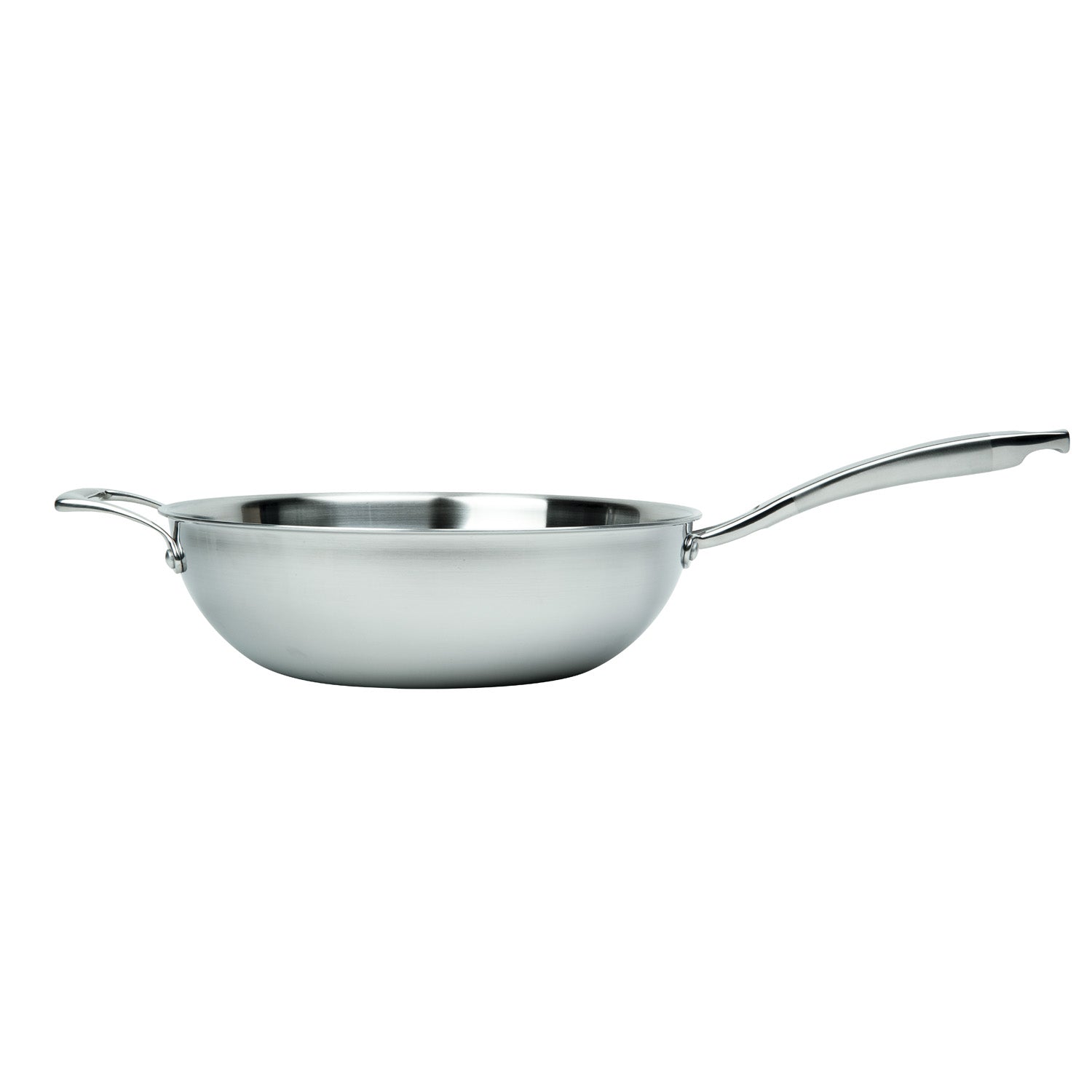 Products CHEF'S WOK & GLASS LID, 3-PLY STAINLESS STEEL & ALUMINUM SCRATCH-RESISTANT, 12