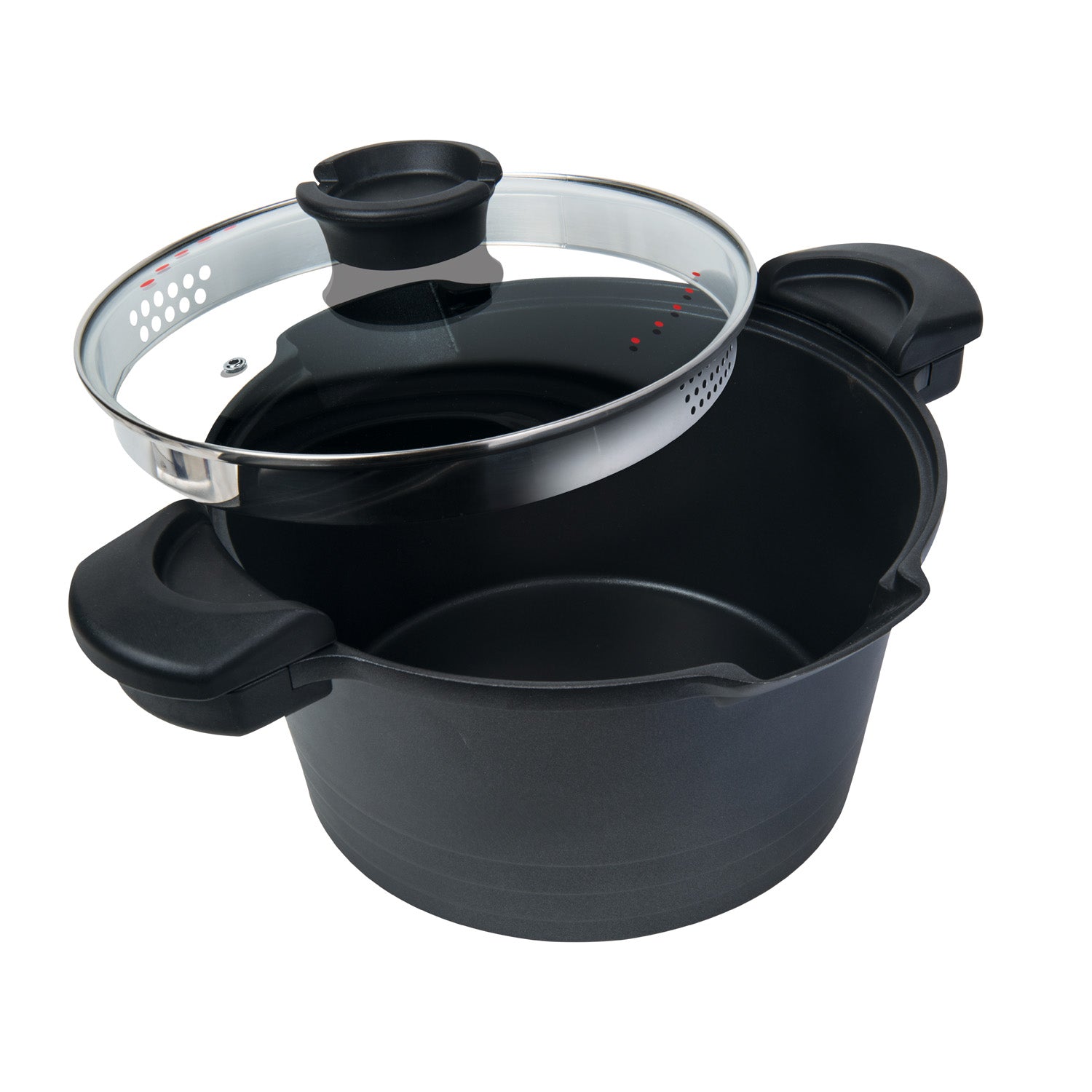 Induction Pasta Pot Oval Aluminum 5.5 Quart with Strainer Lid Nonstick  Black