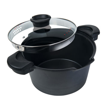 MASTERPAN Nonstick Stock & Pasta Pot With Glass Lid Strainer, 5 QT., 9