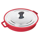 MASTERPAN Nonstick Stovetop Oven Grill Pan & Stainless Steel Lid, Red 12" (30cm)