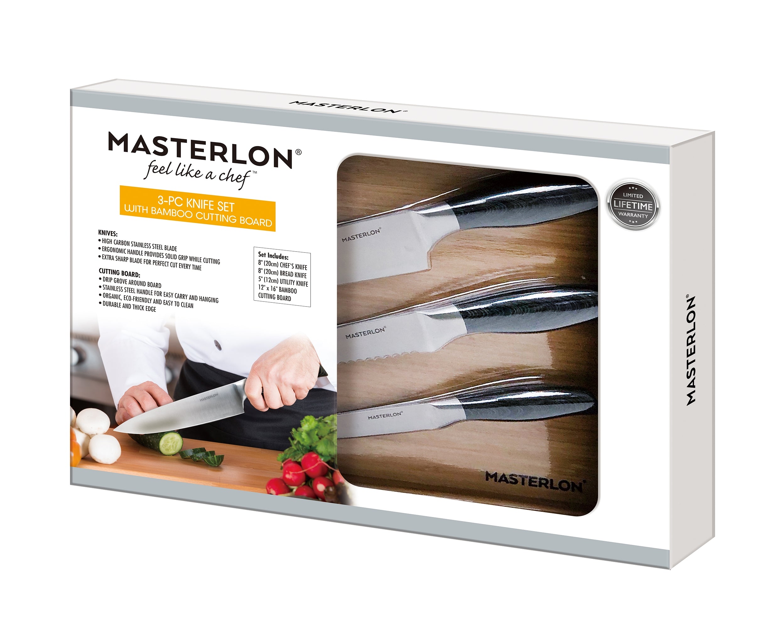 McCook® MC21GB Knife Sets + MCW12 Bamboo Cutting Board(Large, 17