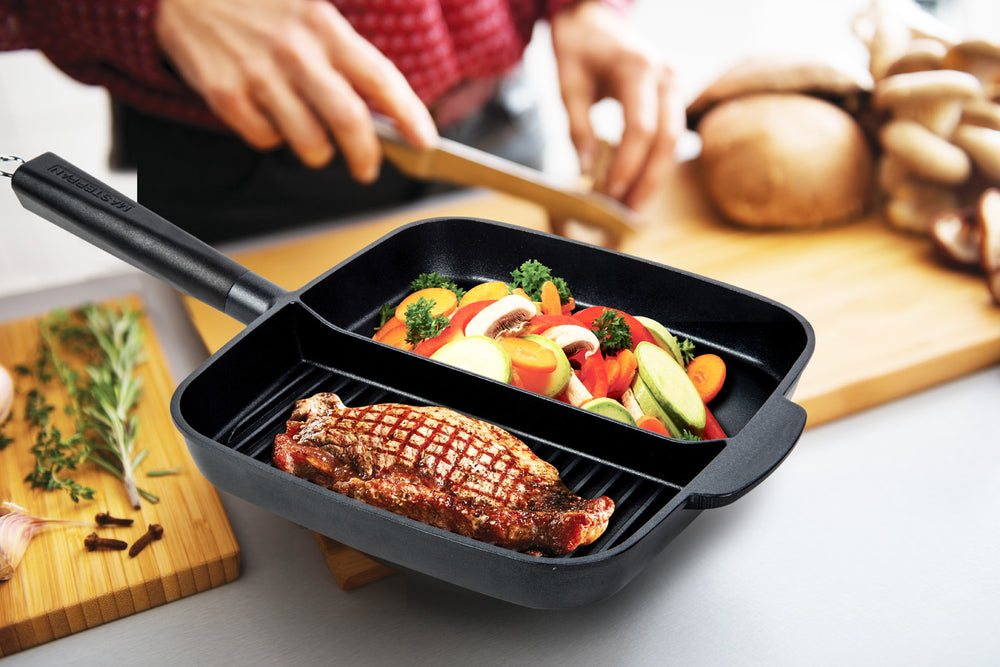 MASTERPAN Nonstick 2-Section Grill Griddle Skillet, 11