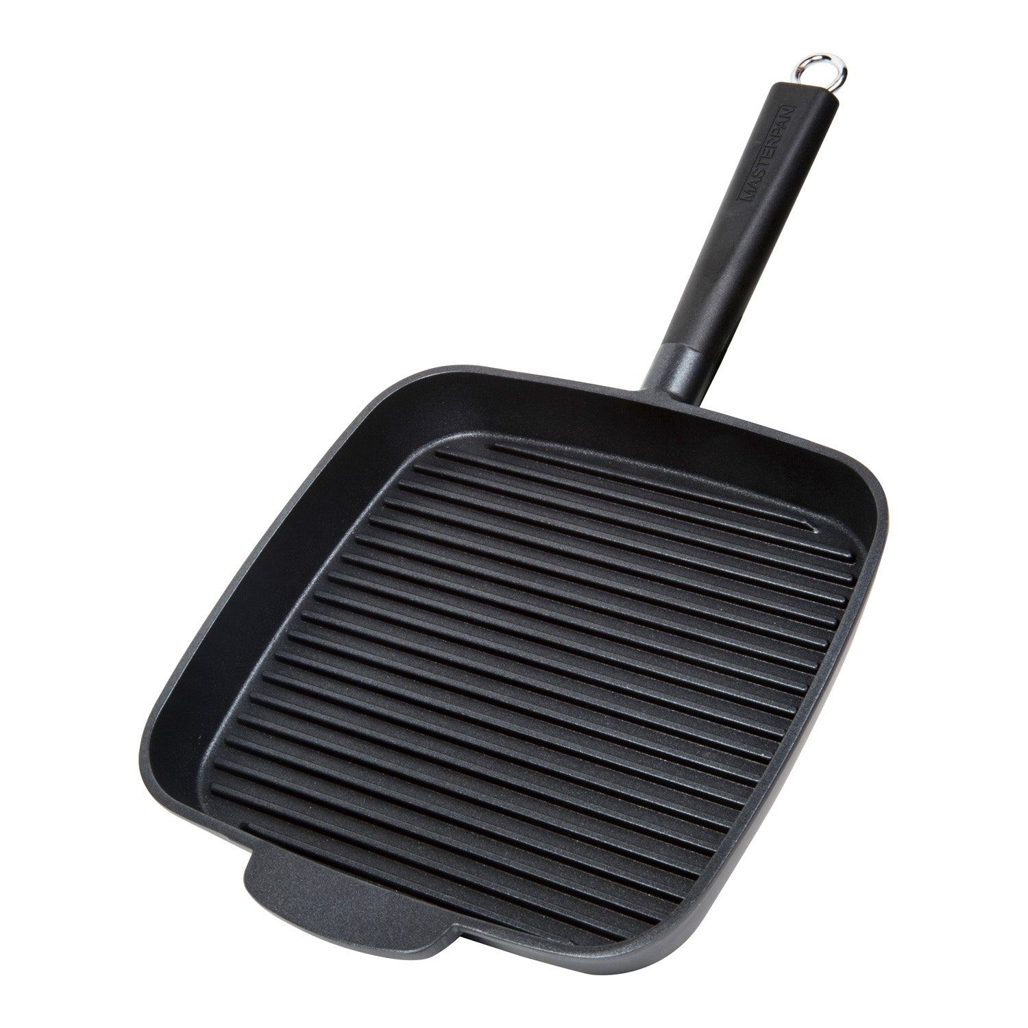 MasterPan Non-Stick Deep Grill Pan with Detachable Handle, 11 - Black
