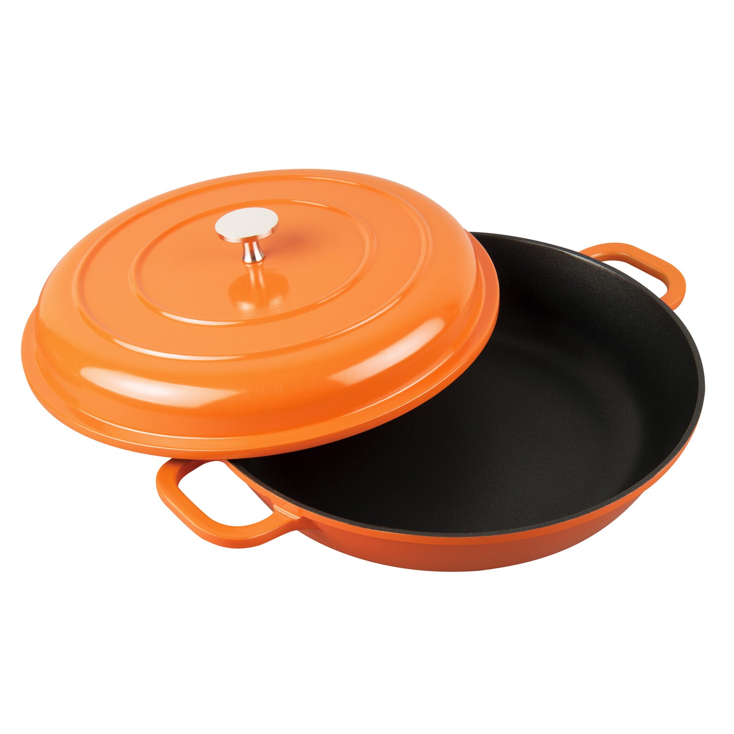 Summerset Enamel Cast Iron Dutch Oven Pan & Pot Casserole Skillet  (Non-Stick 5 Quart, Orange)