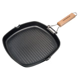 3 PACK BUNDLE - 8" GRILL PAN WITH FOLDING HANDLE + 9.5" FRY PAN + 11" CREPE PAN, WITH BAKELITE HANDLE, CAST ALUMINUM WITH SUPERIOR NON-STICK