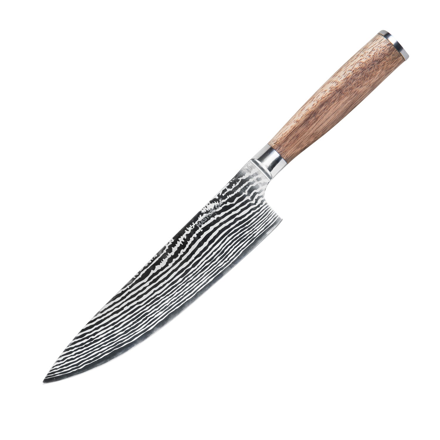 8-inch Chef's Knife Stainless Steel Kitchen Knife Imitation Damascus Large  Wave Pattern Slicing Knife Color Wooden Handle