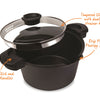 Products 5 QT. STOCK N' PASTA POT WITH EASY POUR STRAINER GLASS LID, 9”
