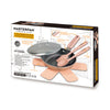 MASTERPAN Ceramic Nonstick Stovetop Oven Frypan & Skillet & Stainless Steel Lid Set, Clay Color 9.5