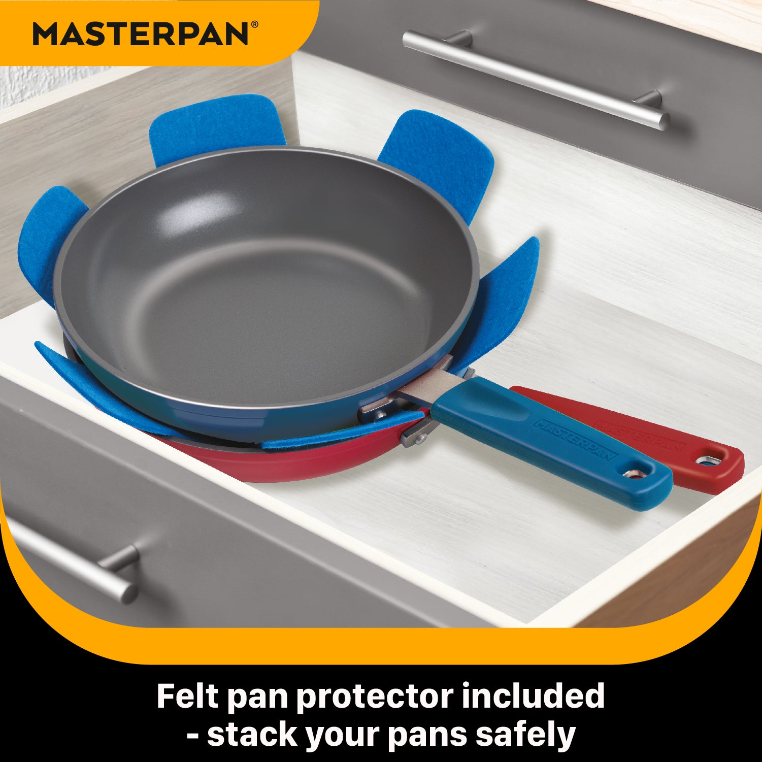 STOVETOP OVEN FRY PAN & SKILLET WITH HEAT-IN STEAM-OUT LID, HEALTHY CERAMIC NON-STICK ALUMINIUM WITH STAINLESS STEEL CHEF’S HANDLE, BONUS 2 UTENSILS AND FELT PAN PROTECTOR INCLUDED, 9.5” (24cm) - AZURE (7569C)