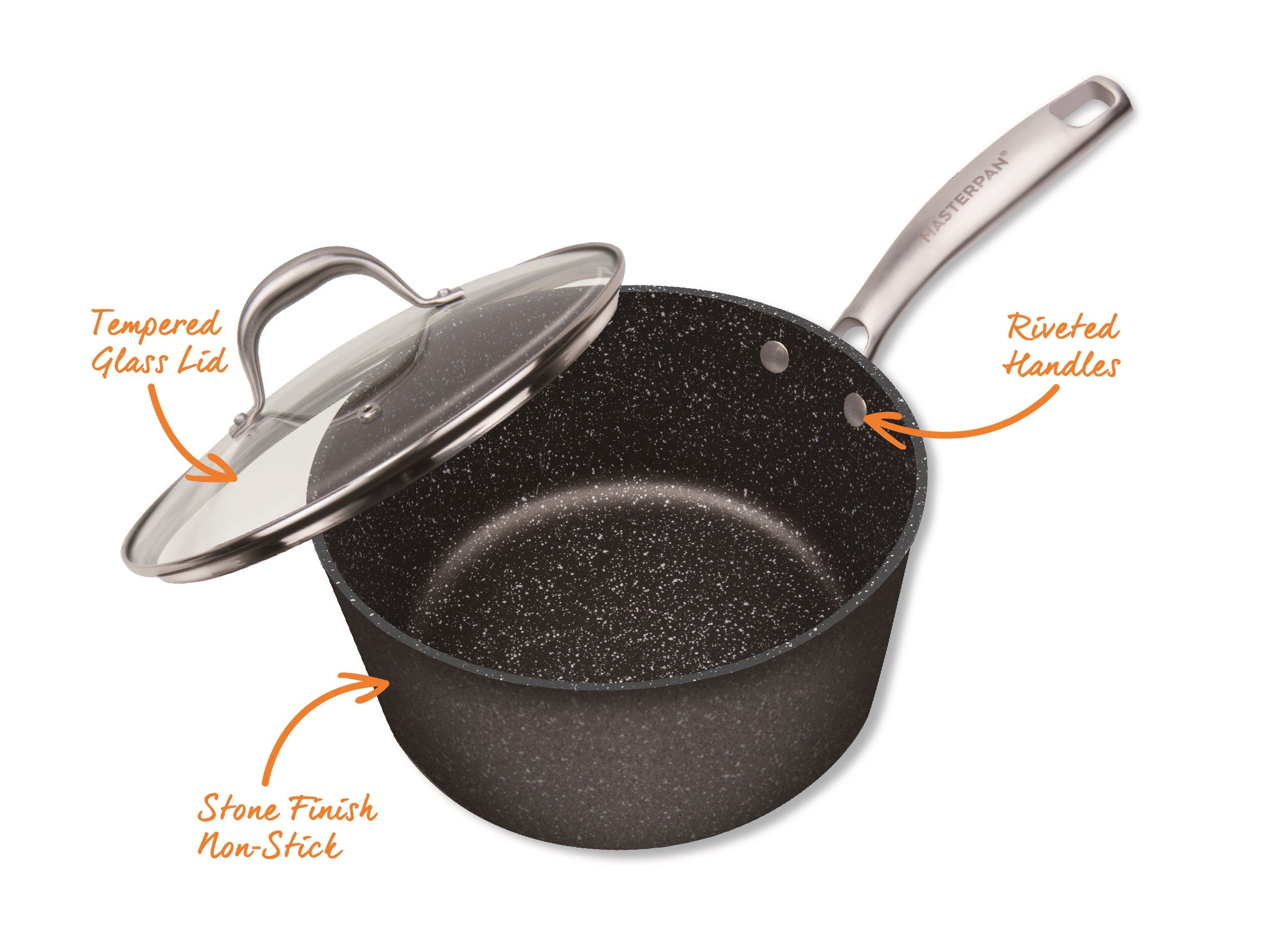 MasterChef 8 inch Sauce Pan, Non Stick Cooking Pot with Lid