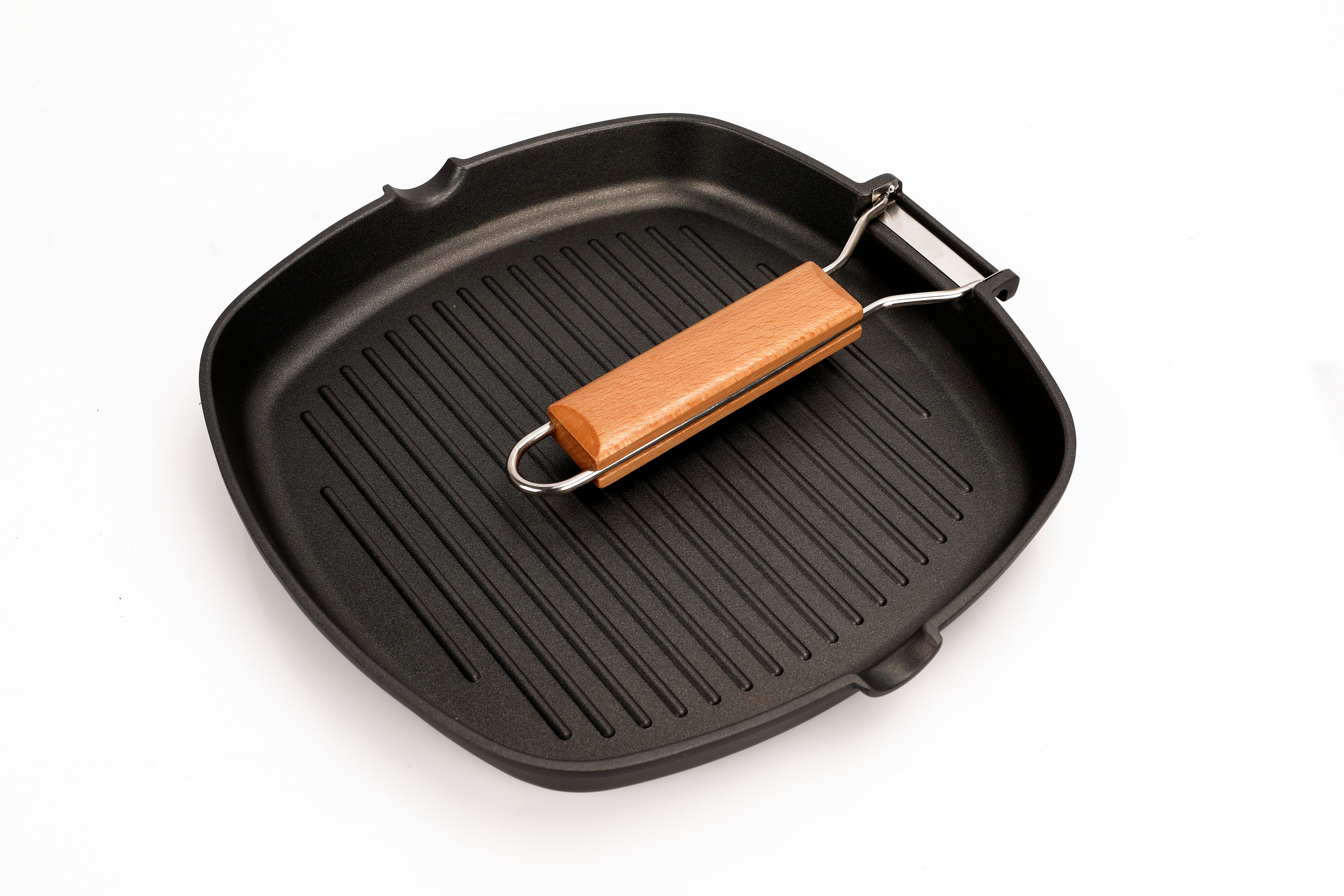 MasterClass Non-Stick Induction-Safe Griddle Pan with Folding Handle, 20 cm  (8”), Aluminium, Black