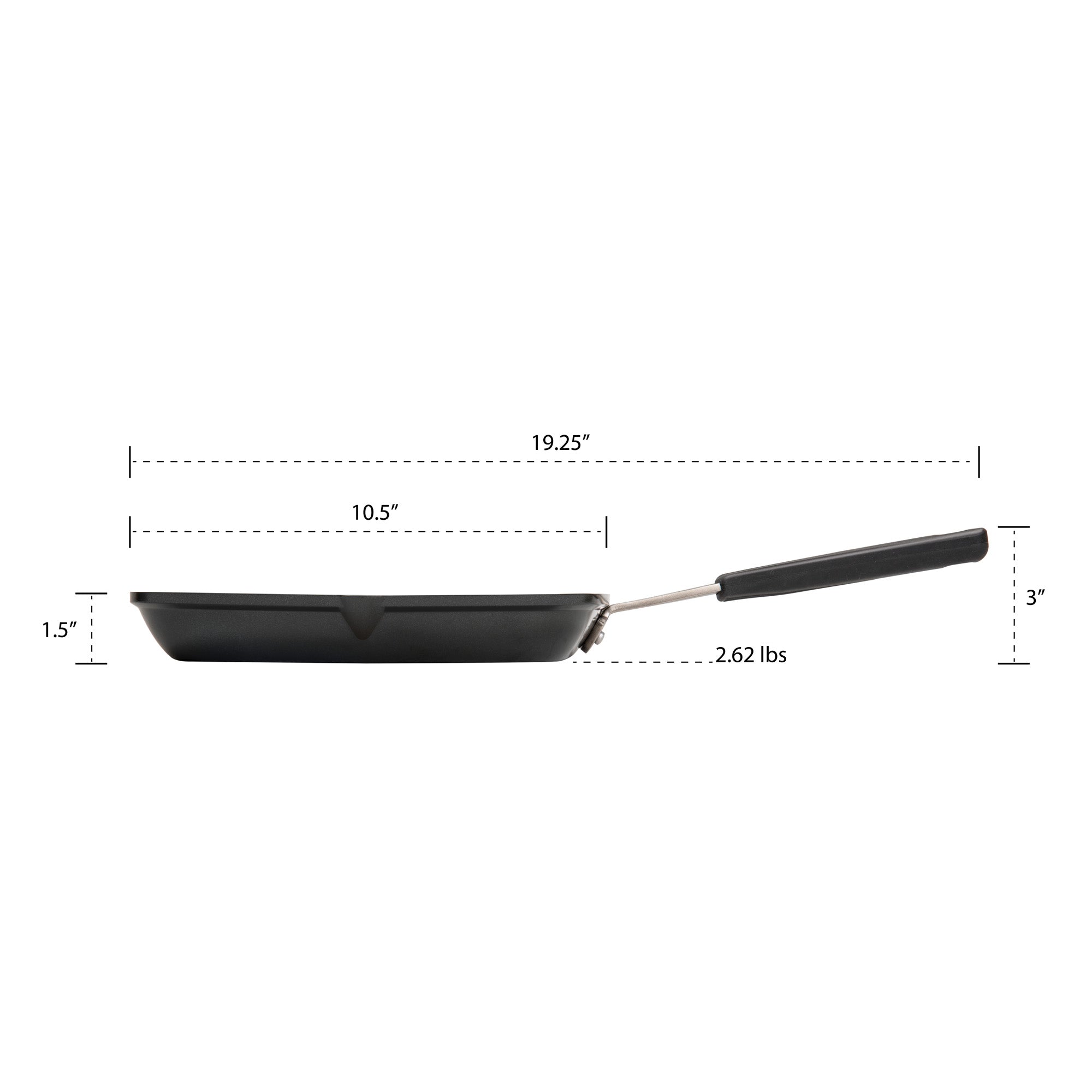 GRILL PAN, NON-STICK ALUMINIUM COOKWARE WITH STAINLESS STEEL CHEF’S HANDLE, 10” (25cm)