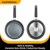 STOVETOP OVEN FRY PAN & SKILLET WITH HEAT-IN STEAM-OUT LID, HEALTHY CERAMIC NON-STICK ALUMINIUM WITH STAINLESS STEEL CHEF’S HANDLE, BONUS 2 UTENSILS AND FELT PAN PROTECTOR INCLUDED, 9.5” (24cm) - CLASSIC GREY