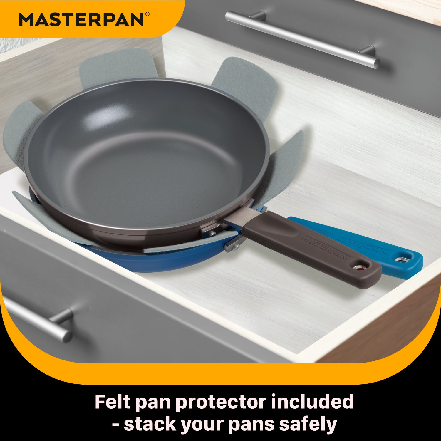 STOVETOP OVEN FRY PAN & SKILLET WITH HEAT-IN STEAM-OUT LID, HEALTHY CERAMIC NON-STICK ALUMINIUM WITH STAINLESS STEEL CHEF’S HANDLE, BONUS 2 UTENSILS AND FELT PAN PROTECTOR INCLUDED, 9.5” (24cm) - CLASSIC GREY