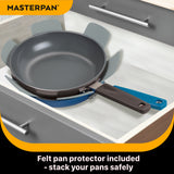 MASTERPAN Ceramic Nonstick Stovetop Oven Frypan & Skillet with Stainless Steel Lid & Utensils, Grey 9.5" (24cm)