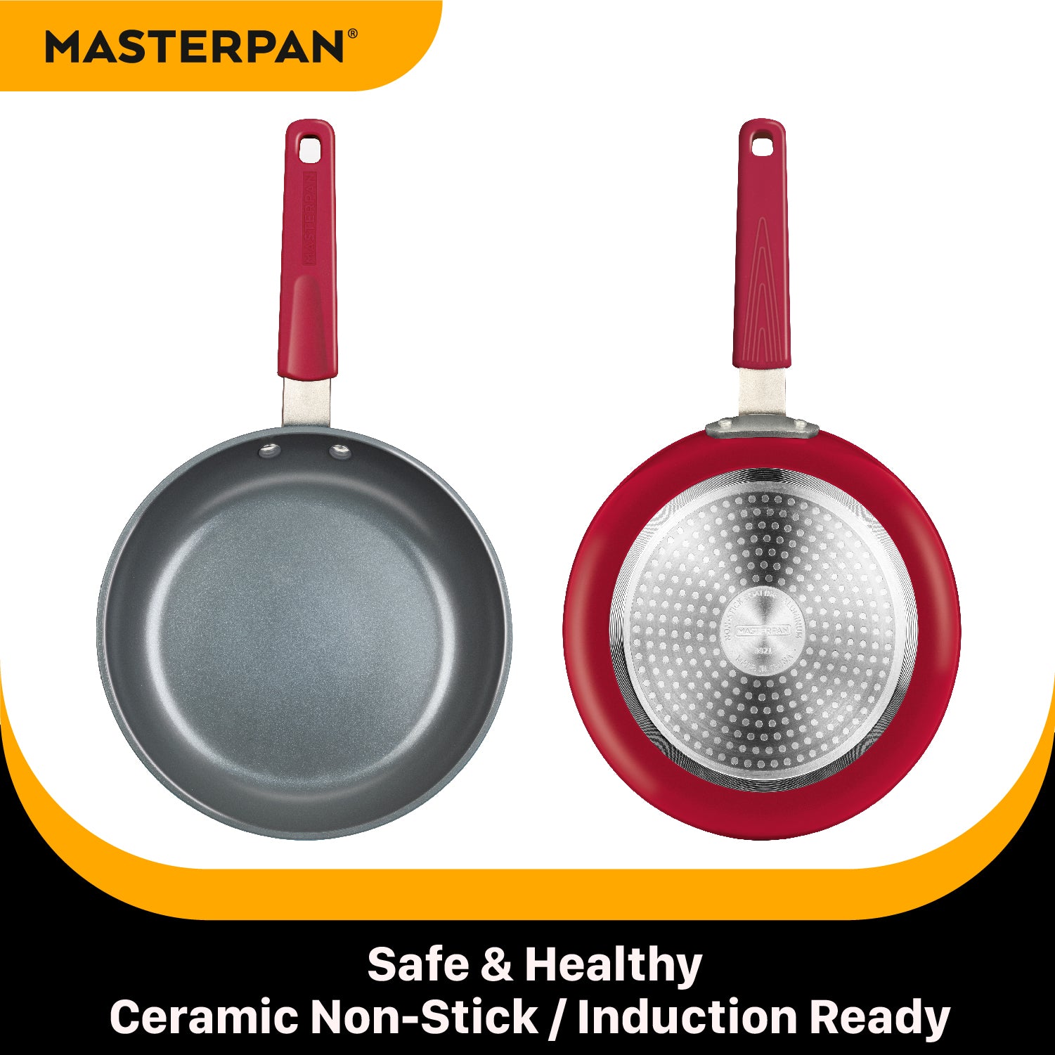 Stovetop Oven Fry Pan & Skillet With Heat-In Steam-Out Lid, Healthy Ceramic Non-Stick Aluminium With Stainless Steel Chef’s Handle, Bonus 2 Utensils And Felt Pan Protector Included, 9.5” (24Cm) - Beet (208C)
