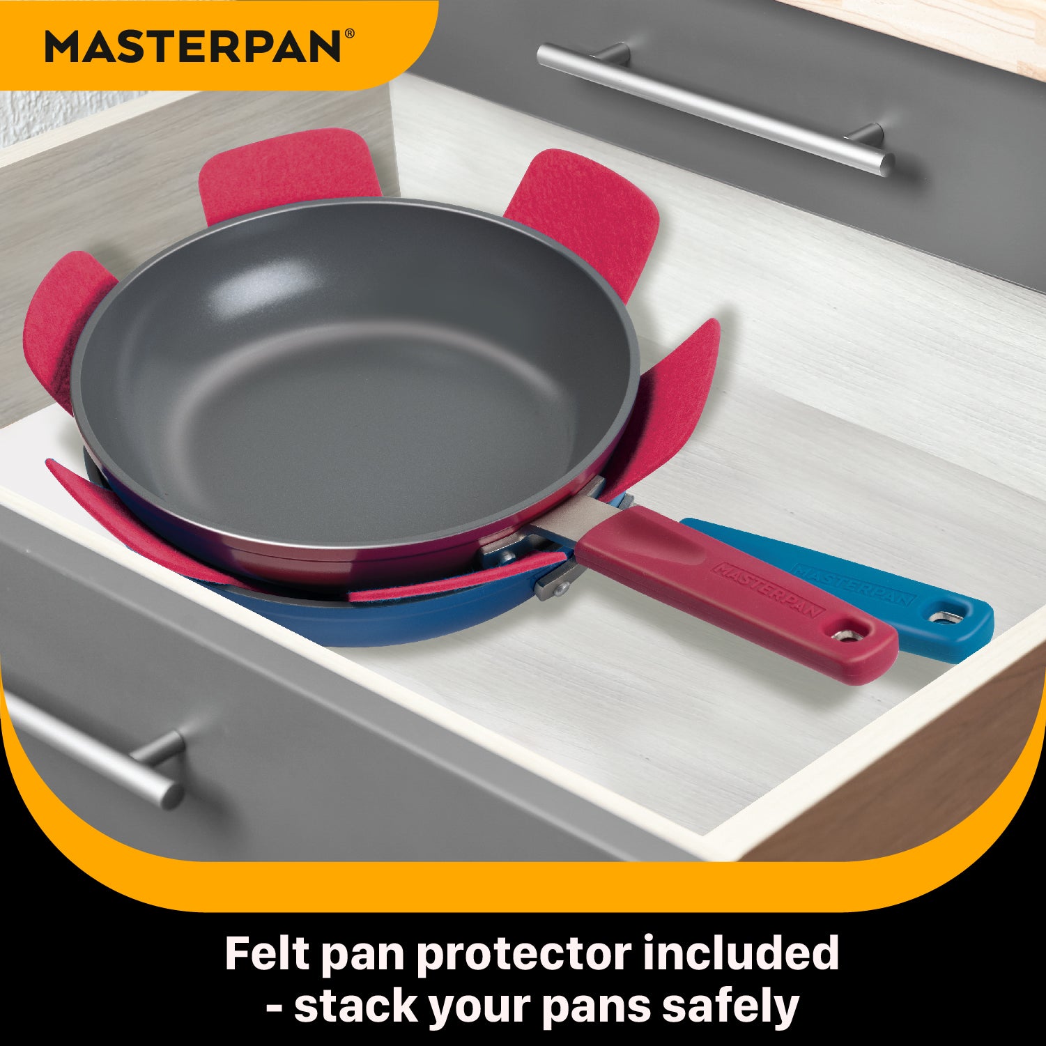 9.5 in Non-Stick Frying Pan w/ Detachable Handle Lid Skillet Fit All Stove  Top