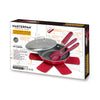 MASTERPAN Ceramic Nonstick Stovetop Oven Frypan & Skillet with Stainless Steel Lid & Utensils, Beet 9.5