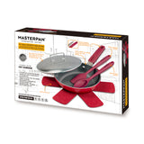 MASTERPAN Ceramic Nonstick Stovetop Oven Frypan & Skillet with Stainless Steel Lid & Utensils, Beet 9.5" (24cm)