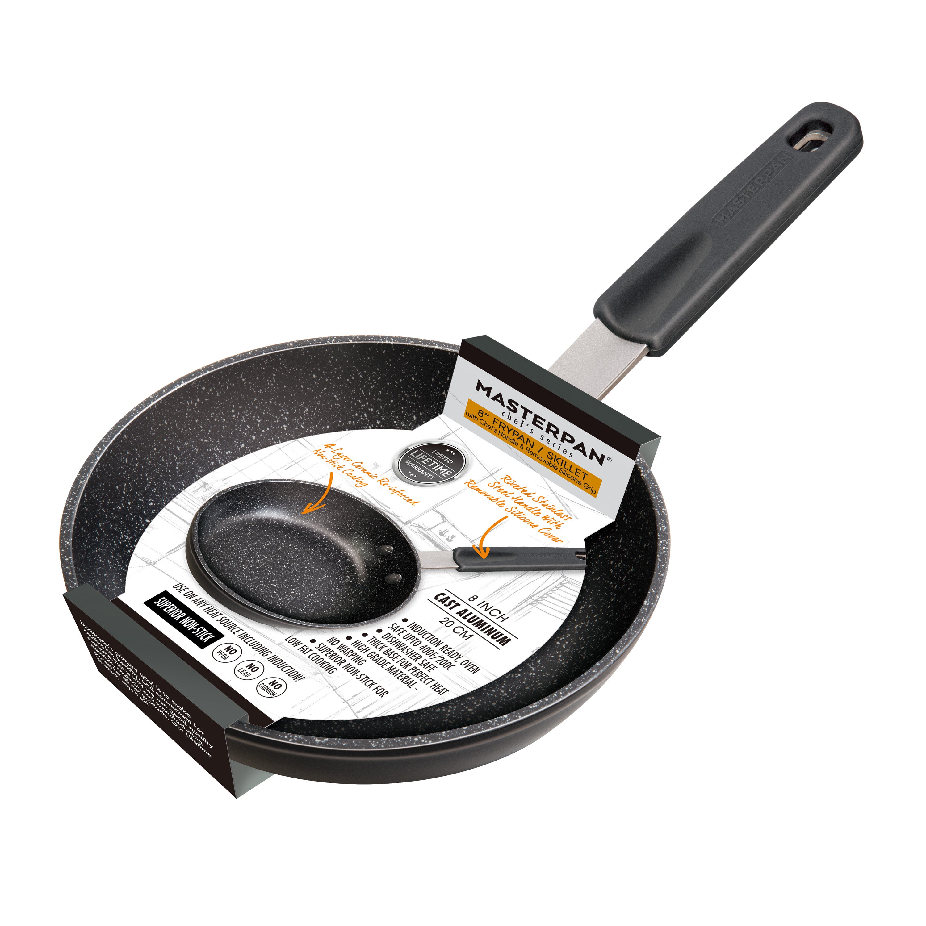 MASTERPAN Nonstick Frypan & Skillet with Chefs Handle, 8
