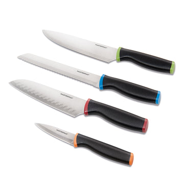 8-PC KNIFE SET WITH PROTECTIVE BLADE COVERS, STAINLESS STEEL BLADE AND NON-SLIP HANDLE