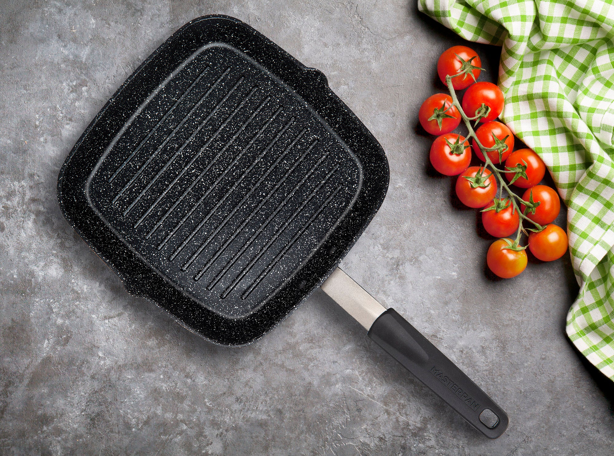 Eco+Chef Marble Steel 10 Inch Grill Pan Non Stick Carbon Steel