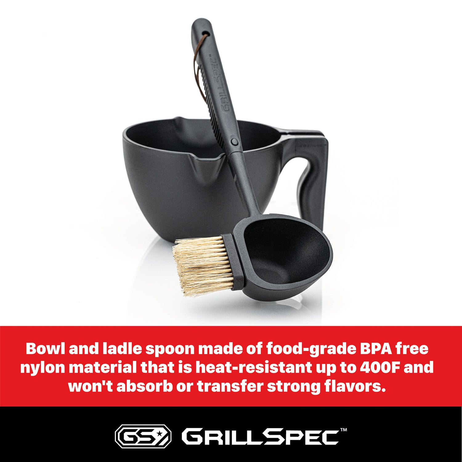 GRILLSPEC BBQ Basting Bowl & Brush Set, 40oz (5 cup) Capacity