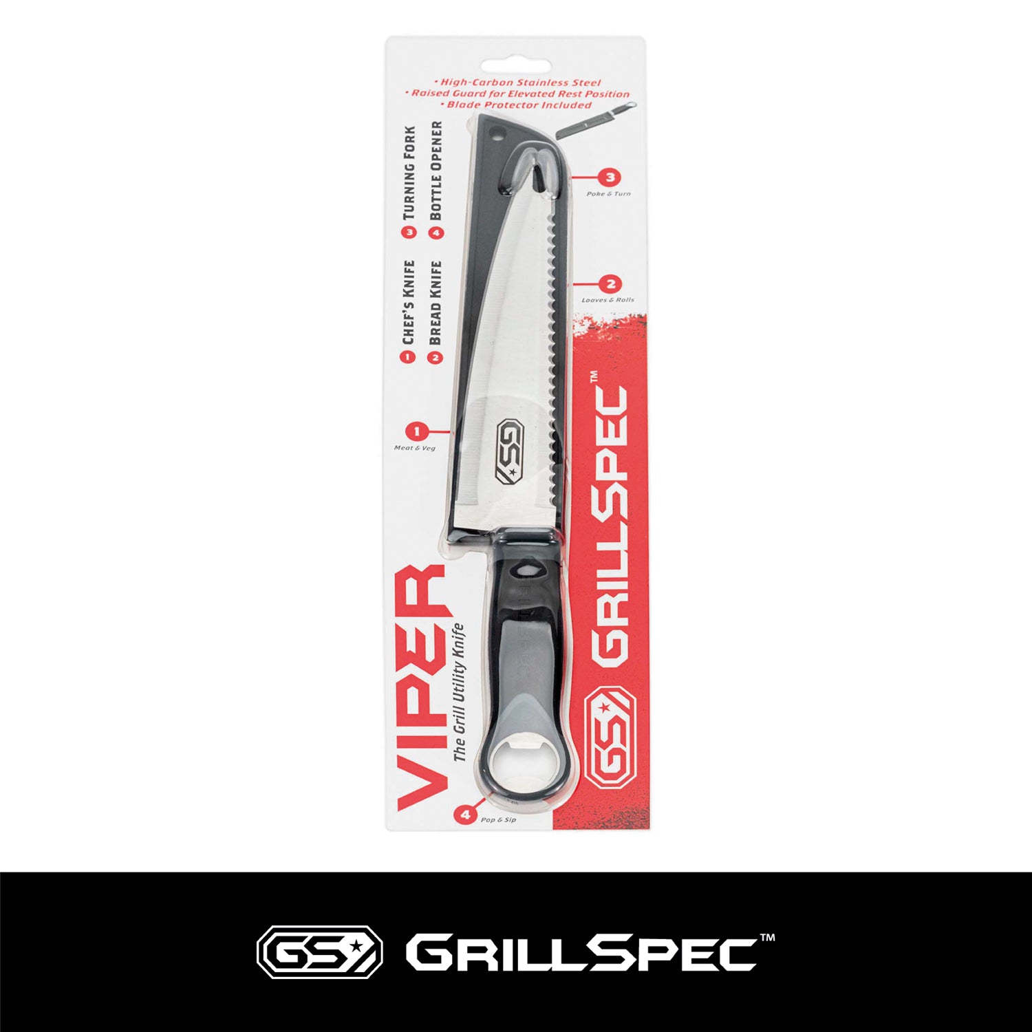 GRILLSPEC Multi-Use Utility Knife with Cover, 8