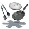 MASTERPAN Ceramic Nonstick Stovetop Oven Frypan & Skillet with Stainless Steel Lid & Utensils, Grey 9.5