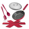 MASTERPAN Ceramic Nonstick Stovetop Oven Frypan & Skillet with Stainless Steel Lid & Utensils - 4 COLOR