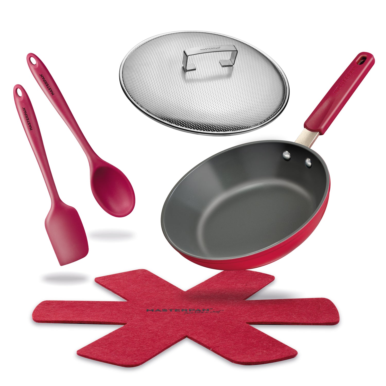 MasterPan MP-157 9.5 in. Stovetop Oven Fry Pan & Skillet with Heat-in Steam-Out Lid Beet