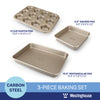 WESTINGHOUSE Carbon Steel Baking Pan Set, 3-pc (Squre Pan, Muffin Pan + Rectangle Deep Tray)